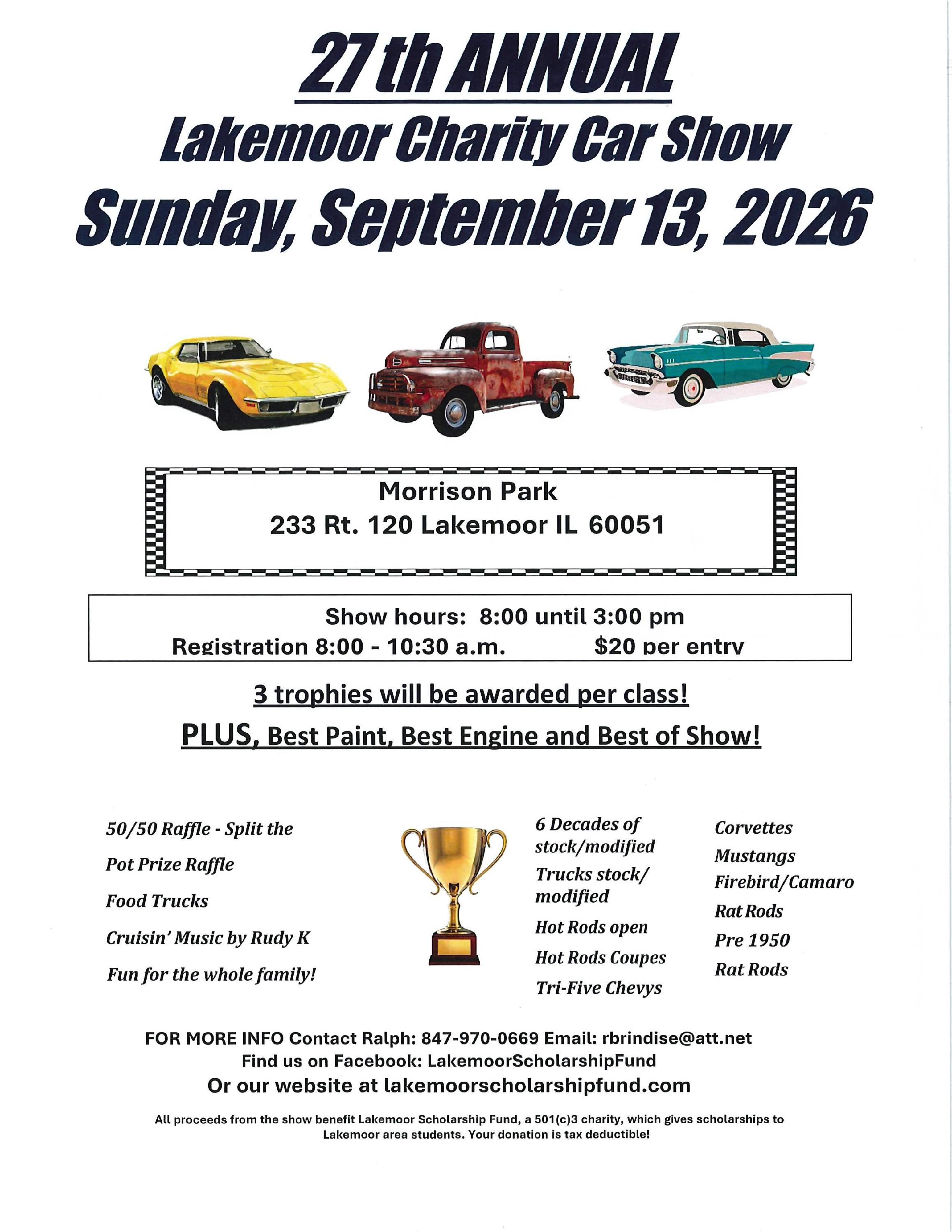27th Annual Charity Car Show Flyer